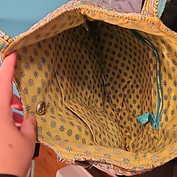 Vera Bradley teal and lime tote - Picture 4 of 4